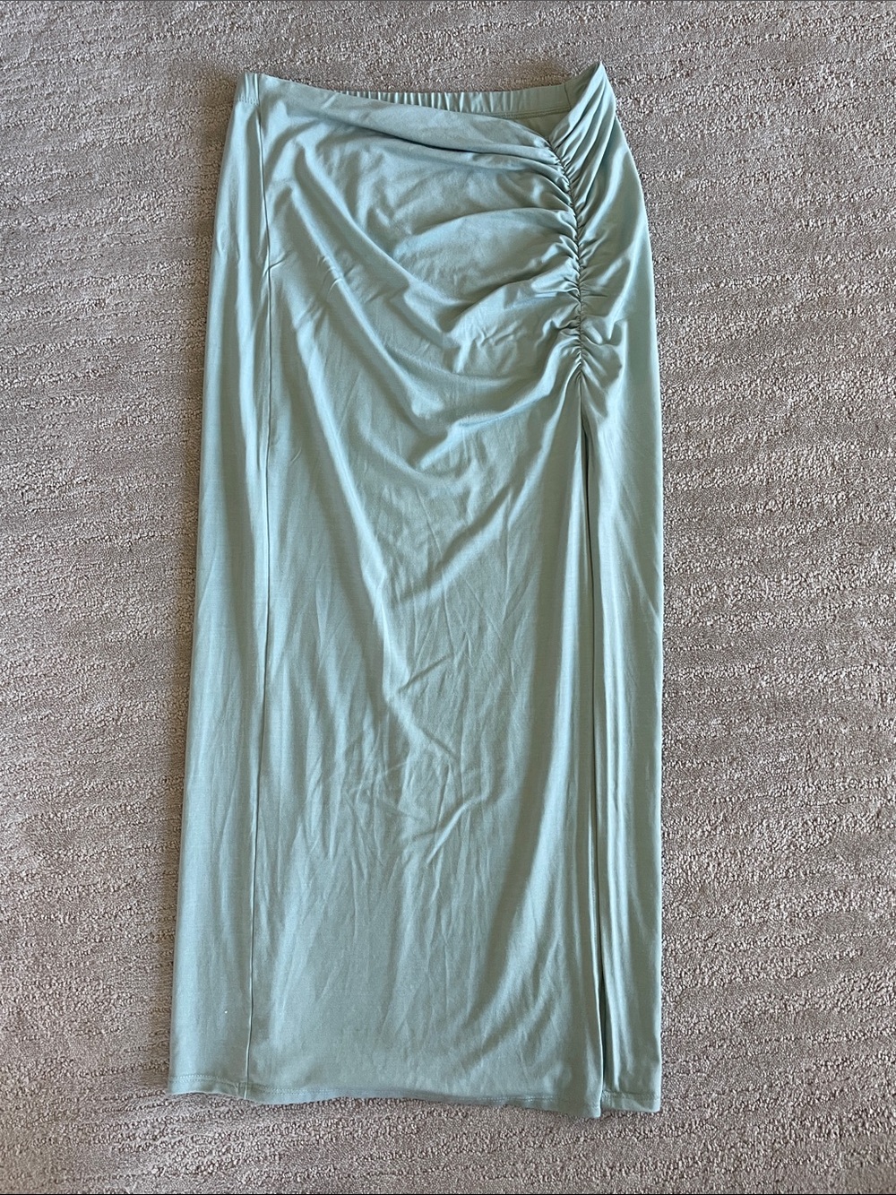Reformation Rylan knit rouched skirt in sage